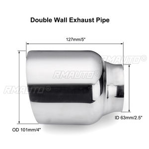 2 unidades de puntas de escape universales para coche, tubo de escape de doble pared con salida en ángulo, boquilla de 63mm-101mm - Product Image 3
