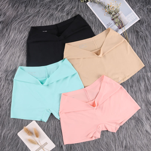Ropa interior fina personalizada de verano, bragas sin costuras de seda helada, calzoncillos bóxer de cintura media para mujer, pantalones cortos de algodón con entrepierna para ropa deportiva - Product Image 1