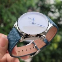 Montre mécanique manuelle simple avec cadran en émail blanc de 41 mm sans graduation, mouvement Seagull St3600k, verre saphir ajouré