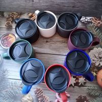 Tasses à café personnalisées avec logo, écologiques, noires vierges, réutilisables, en céramique, avec fond en liège, tasses à café en céramique blanches avec couvercle, vente en gros