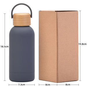 Bouteille d'eau portable en acier inoxydable de 350ml avec couvercle en bois de bambou isolé sous vide pour le camping en plein air - Product Image 3