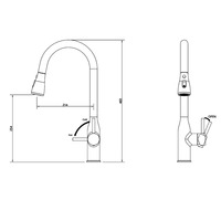 Robinet de cuisine monocommande chaud/froid en laiton sans plomb, extractible et rotatif, pour évier et douche de comptoir