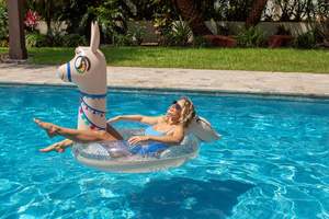Glitter Llama Shape PVC <b>Inflatable</b> Pool <b>Float</b> Large Ride-On Swim Ring for Adults MAKE WAVES - Product Image 4