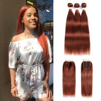 Extensions de cheveux humains vierges 100% brésiliens lisses, couleur blonde 613, double trame, en lots de 10 à 40 pouces, vente en gros