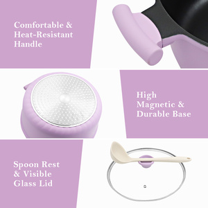 Ollas <span class=keywords><strong>de</strong></span> aluminio fundido antiadherentes <span class=keywords><strong>de</strong></span> alta resistencia OEM al por mayor, olla para sopa antiadherente, <span class=keywords><strong>horno</strong></span> holandés redondo, libre <span class=keywords><strong>de</strong></span> PFAS, apto para inducción - Product Image 3