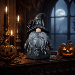 Statuina Gnomo Gotico in Resina Fatto a Mano Statua da Scrivania Decorazione Casa Ufficio Regalo Halloween Natale - Product Image 1