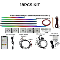 Kit Lampu Ambient LED Terkontrol Aplikasi Pintar untuk Mobil, Strip Lampu Interior Multiwarna untuk Dekorasi Otomatis