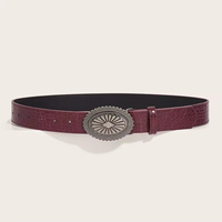 Ceinture rétro pour femme en PU texture crocodile, boucle argentée vintage, réglable, rouge, accessoire de mode pour robes et pantalons Mengzhe 3,3 cm