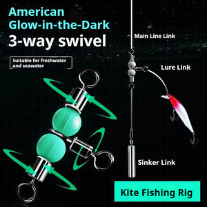 Connecteur de pêche en mer en acier inoxydable de haute qualité, émerillon à trois voies pour eau salée, émerillon croisé rotatif avec perles, 430 lb - Product Image 4