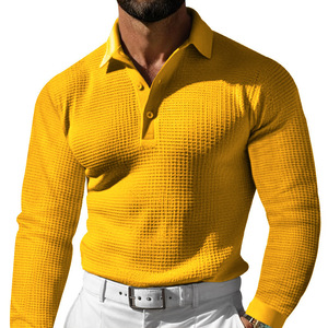 Custom Men <b>Waffle</b> Knit Short Sleeve for <b>Shirt</b> Printed Logo Front Breathable 210GSM 100% Polyester Golf Workwear Top - Product Image 6