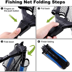 Rete <span class=keywords><strong>da</strong></span> <span class=keywords><strong>pesca</strong></span> galleggiante telescopica pieghevole <span class=keywords><strong>da</strong></span> <span class=keywords><strong>pesca</strong></span> a mosca telescopica pieghevole in lega di alluminio rivestita in gomma - Product Image 2