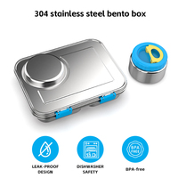 AOHEA Boîte à bento en acier inoxydable pour enfants avec pot à soupe Boîte à lunch pour garderie et école Boîte à lunch en acier inoxydable à 3 compartiments