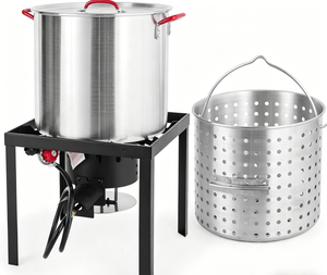 Set per la cottura di frutti di mare da 110.000 BTU, pentola in alluminio da 60 quarti per la cottura di granchi con cestello rimovibile e regolatore di pressione da 10 libbre per gamberi - Product Image 2