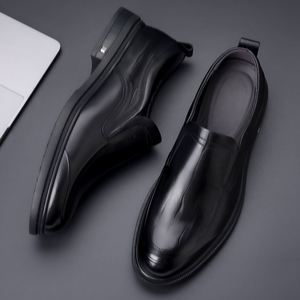 Chaussures en cuir pour hommes printemps 2026, style britannique, décontractées et habillées pour le travail, noires, à enfiler, en cuir véritable - Product Image 6