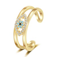 Bague en Cuivre et Zircon Œil Turc pour Femme, Bague Ouverte Œil Turc Turquoise, Bijoux en Gros