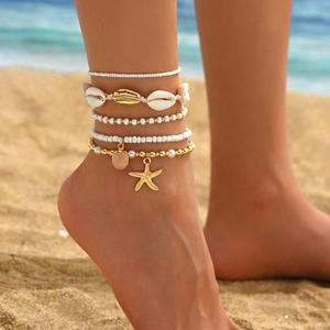 हॉट बिक्री मल्टीलेयर क्रिस्टल बेड्स गर्मियों समुद्र तट टखने के गहने फैशन स्टारफिश खोल महिलाओं के लिए आकर्षण - Product Image 4