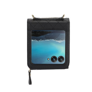 Étui mobile de luxe <span class=keywords><strong>pour</strong></span> Motorola Razr <span class=keywords><strong>40</strong></span> Ultra fermeture éclair sac <span class=keywords><strong>à</strong></span> main en cuir PU étui portefeuille Multi carte Moto étui de <span class=keywords><strong>téléphone</strong></span> sac avec sangle - Product Image 4