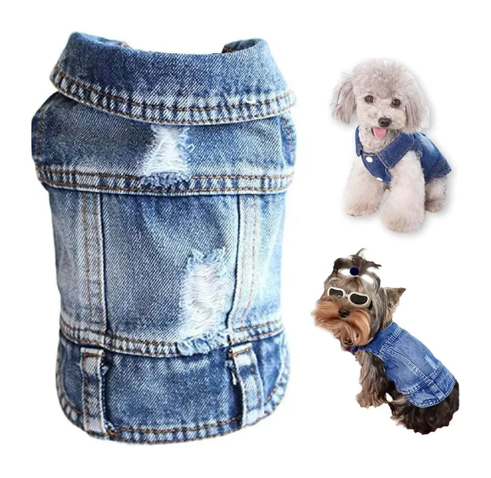फैशन टी शर्ट कुत्ते पालतू जींस डेनिम बनियान जैकेट कपड़े के लिए छोटे कुत्तों