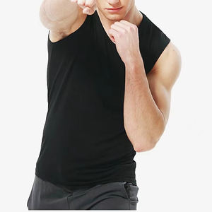 <b>Men's</b> Wide Shoulder Tank Top Summer Lightweight <b>Base</b> <b>Layer</b> Black White Sports Gym Breathable Sleeveless Slim-Fit Top - Product Image 4