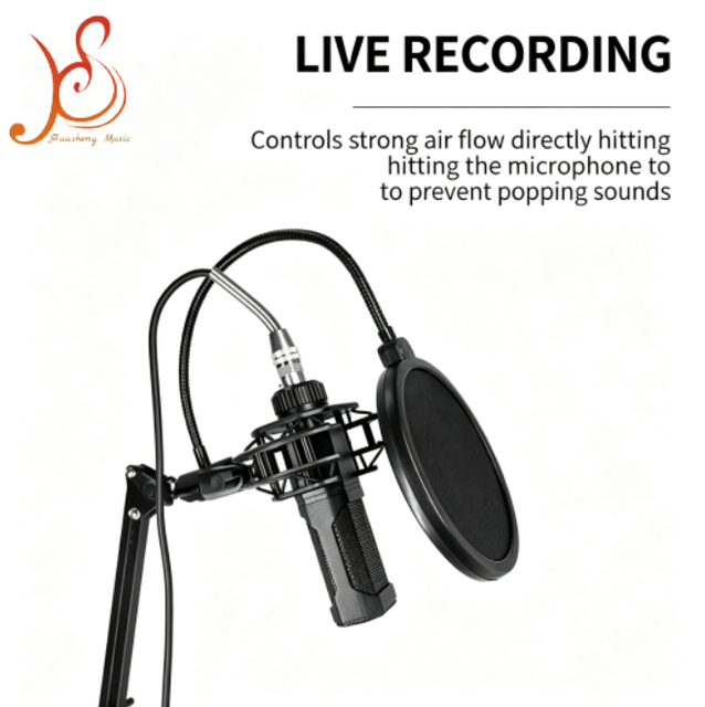 Double-Layer Wind Shield Condenser Microphone Pop Filter for Studio Recording and Live Streaming Music Instrument