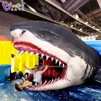 Cabeza de tiburón con dientes afilados, inflable para eventos, tamaño personalizado, 5x3,7x3mH
