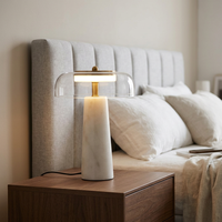 Nouvelle lampe de table de luxe en marbre naturel pour villa, hôtel, chambre à coucher, chevet, lecture, bureau, avec prise électrique