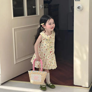Nuovi Vestiti Estivi per Bambine 2026 in Stile Coreano, Abiti Freschi e Dolci con Pois Colorati, Senza Maniche, con Volant e Gonna a Balze - Product Image 2