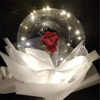 Ballon en forme de rose lumineuse à LED, bouquet artificiel lumineux, ballon transparent en PVC, ballon Bobo, cadeau pour mariage, Saint-Valentin