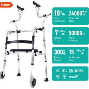 Marcheur et Rollator pour personnes âgées avec accoudoirs Chariot à roues Entraînement des membres inférieurs Aide à la mobilité Dispositif auxiliaire pour l'exercice et la marche - Product Image 2