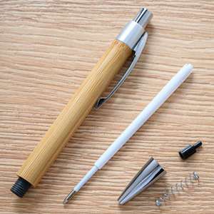 Laser Engraving Logo Bamboo <b>Retractable</b> Ballpoint <b>Pen</b> Black Ink Refills Ballpoint for Promotional Gift - Product Image 5