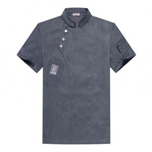 Veste de chef moderne pour la restauration rapide, à fermeture rapide, manches courtes, pour homme et femme, pour le travail dans les restaurants, uniforme - Product Image 3