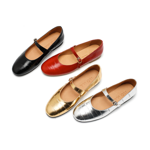 Ballerines plates en cuir effet croco pour femmes, avec bride à boucle, chaussures décontractées - Product Image 2