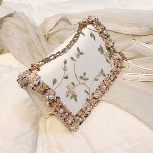 I-0390 Bolso de Mano de Moda para Niñas, Verano, Otoño, Invierno, Elegante, con Bordado de Caramelo, PU, Correa Única, Mini Bolso Bandolera con Cadena y Cierre - Product Image 2