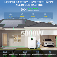 Système de Stockage d'Énergie Domestique Hybride Prêt pour le Système Solaire, avec Batterie LiFePO4 5KWh et Onduleur 5KW, Prêt pour le Réseau, Phase Partagée, Entrepôt Allemagne