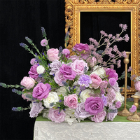 Sunwedding Boule de fleurs de mariage en soie violette faite à la main pour Noël Retour École Nouvel An chinois Décoration de table Floral artificiel
