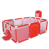 Parc de jeu pour bébé avec panier de basket, centre d'activités sécurisé intérieur/extérieur pour enfants, piscine à balles pour tout-petits, clôture de jeu pour 0-6 ans