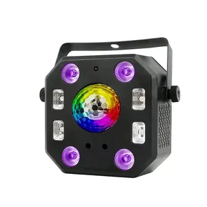 LED lazer Strobe işıklar 5 In 1 DJ parti projektör ses kontrol gösterisi KTV Bar sahne Par aydınlatma disko topu UV etkisi ile işık