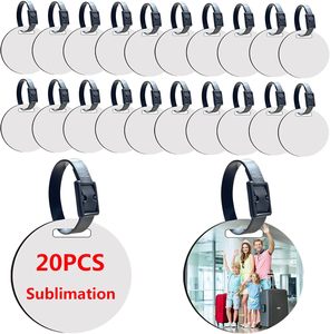 Sublimation Blanks Luggage Tag Round Bulk MDF Travel Bag Free Shipping ID Card Double-Sided Keychains Sublimation Bag Tags