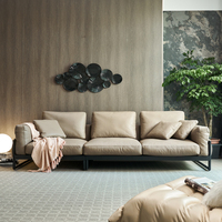 Hochwertiges Echtleder-Sofa, Modernes Konvertierbares Ecksofa-Set, Polstermöbel mit Edelstahlbeinen für Hotels