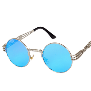 Gafas de Sol Steampunk de Lujo de Diseñador de Marcas Famosas, Gafas de Sol Redondas Retro de Metal para Hombre - Product Image 5