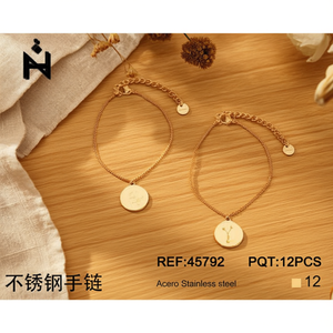 Bracciale in Acciaio Inossidabile Placcato Oro con Ciondolo a Moneta, Catena Regolabile, Gioielli da Donna - Product Image 3