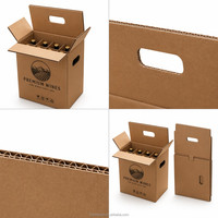 Boîte d'expédition de luxe pour 6 bouteilles de vin à double paroi, en carton ondulé avec poignée, étui en carton recyclable, Offre Maître