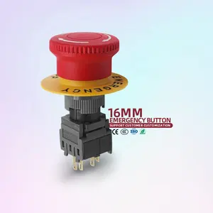 BENLEE AC 660V 5A Emergency Stop Push Button Switch Red Plastic 8 Pin Terminbal Normally Close Mini Buttons Emerg Stop Switches