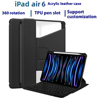Étui de protection pour tablette rotatif à 360 degrés en cuir PU avec clavier et emplacement pour stylet, pavé tactile