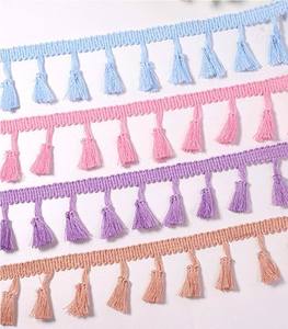 Đầy màu sắc 40-45mm tua ren chổi rìa TRIM rộng polyester bông beddings Hàng may mặc & nhà dệt may trang trí rèm cửa - Product Image 1