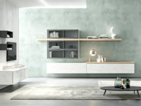 Meuble TV moderne extensible pour salon, meuble TV brillant, meuble TV en verre, pour entrepreneur en aménagement intérieur