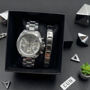 Luxury Couple <strong>Watches</strong> Alloy Case Stainless Steel Band 40mm Quartz Glass Waterproof <strong>Fashion</strong> Trendy Unisex <strong>Watch</strong> + Bracelet <strong>Set</strong> - Product Image 4