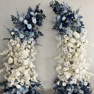D-HOA059 Hot <b>sales</b> wedding blue horn flower arch rose horn flower arch backdrop wedding horn flower arch artificial silk <b>decor</b> - Product Image 1