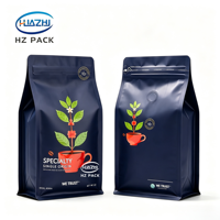 Sachet de café en aluminium imprimé sur mesure avec valve et fermeture éclair pour grains de café, poudre, café moulu, snacks instantanés, qualité alimentaire, haute barrière