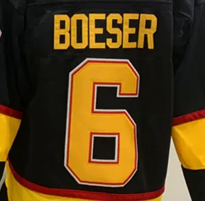Vancouver Brock Boeser Nero Migliore Qualità Cucita National Hockey Jersey